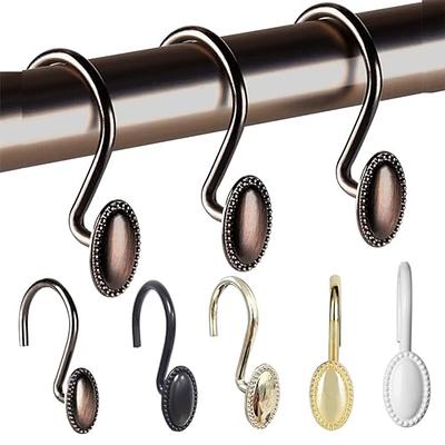 DadyMart Shower Curtain Hooks Rust Resistant Shower Curtain Rings Metal Double Glide Rollers Shower Hooks for Bathroom Shower Curtain Rods Curtains, S