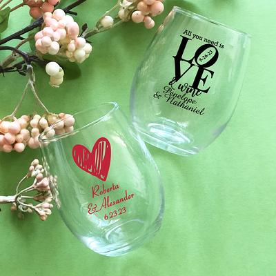 Personalized Stemless Wine Glass Wedding & Party Favors