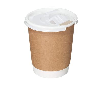 [50 Pack] Disposable Coffee Cups with Lids - 12 oz White Double Wall  Insulated Coffee Cups with Black Dome Lid - Kraft Reusable Coffee Cups with  Lids