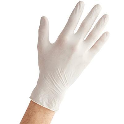 Noble Products Large Powdered Disposable Latex Gloves for Foodservice -  Case of 1000 (10 Boxes of 100)