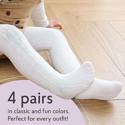 CozyWay Cable Knit Cotton Leggings/Tights for Baby Girls, 4 Pack, White/Black/Pink/Mustard,  0-3 Months Old - Yahoo Shopping