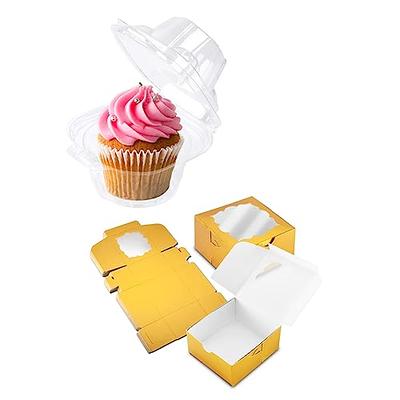 4U'LIFE 6 Compartment Crystal Clear Dome Lid Hinged Cupcake/Muffin  Container,Cupcake carrier, Packaging Transporter, Cupcake Trays, Cupcake