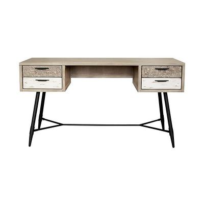 Flash Furniture Bartlett Dark Ash Wood Grain Finish Computer Desk with  Drawers and Black Metal Legs