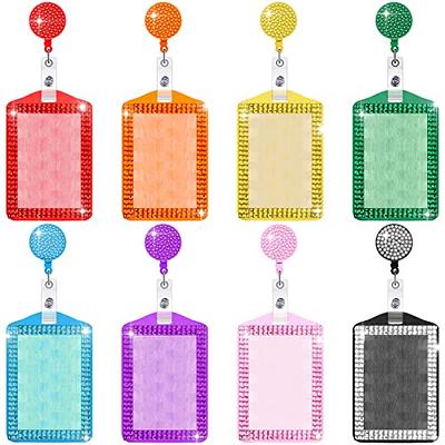 2 Pieces Badge Reel Retractable Id Badge Holder, Bling Rhinestone