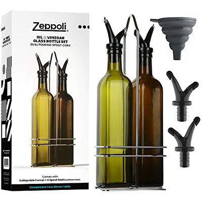 17oz Glass Olive Oil Bottle Dispenser with Spouts and Funnel for