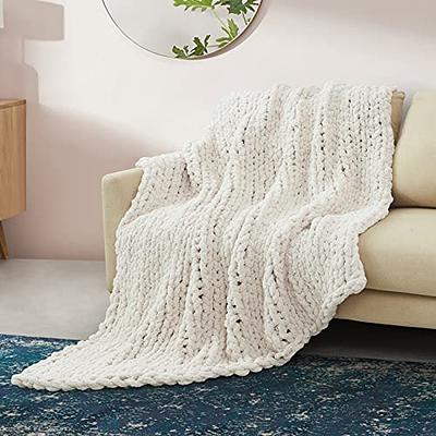 inhand Knitted Throw Blankets for Couch and Bed, Soft Cozy Knit Blanket  with Tassel, Off White Lightweight Decorative Blankets and Throws,  Farmhouse