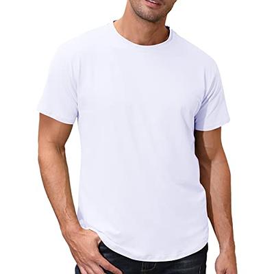 Men's Plain White Scoop Neck T-shirt HIGH QUALITY slim fit tees