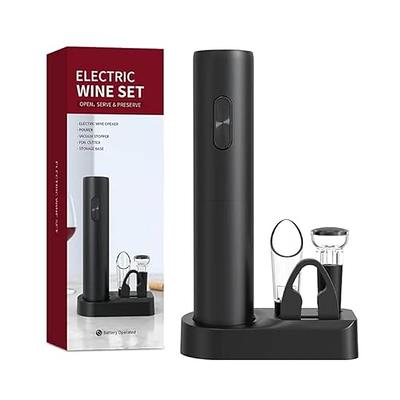  Oster Electric Wine Opener and Foil Cutter Kit with CorkScrew  and Charging Base, Silver