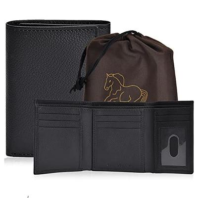 Wise Owl Accessories Genuine Leather Trifold Wallets for Men Travel Slim Front Pocket RFID Blocking Card Wallet