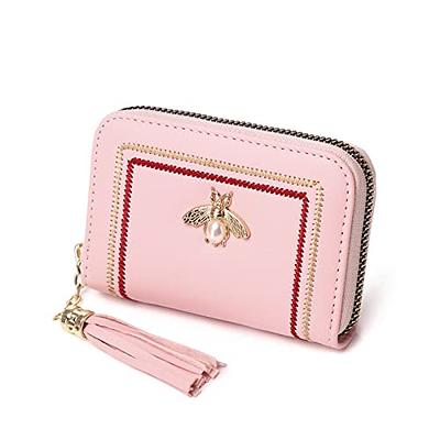 Small Leather Wallet for Women Girls Credit Card Holder Purse Pink