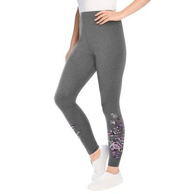 Plus Size Women's Stretch Cotton Embroidered Legging by Woman