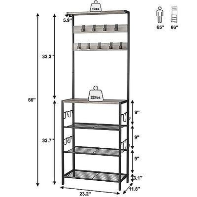 Shoe Rack with Coat Rack 5 Tier Shoe Stand Organizer for Bedroom Dorm, Black