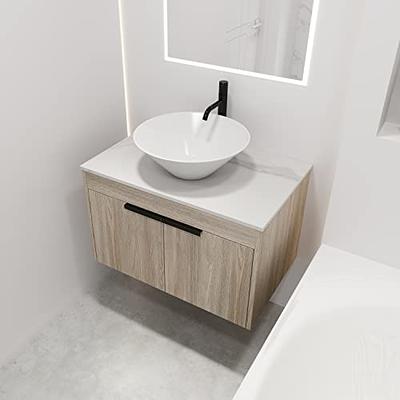  Sybrioka Bathroom Vanity with Ceramic Sink, 30 Floating  Bathroom Storage Cabinet Vanity Set, Modern Bath Cabinet with Adjustable  Open Shelves Wood Door White Basin, Oak : Tools & Home Improvement