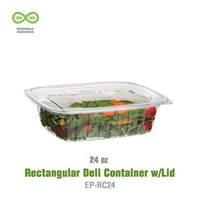 Eco-Products Clear Disposable Rectangular Deli Container with Lid,  Eco-Friendly Compostable PLA Plastic Food Container, 32 oz, Case of 200