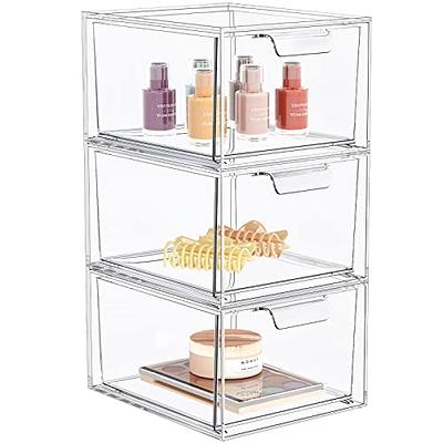 SpaceHacks 2 Pack Stackable Makeup Organizer and Storage, Acrylic