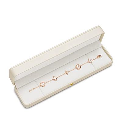 Woodten Velvet Interior Jewelry Gift Box for Chain White PU Leather  Necklace Bracelet Long Chain Storage Box - Yahoo Shopping