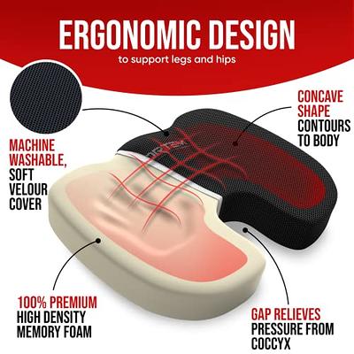 Ergonomic Seat Cushion Pillow: Foam Chair Pad With Washable - Temu
