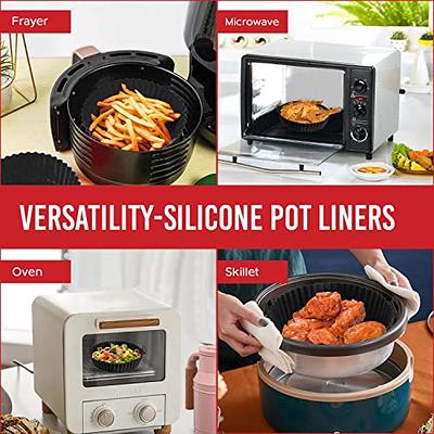 2-Pack Silicone Air Fryer Liners 6.5 Inch Round, Reusable Air Fryer Liners  Pot Food Grade Silicone Accessories for Ninja Air Fryer 2 QT to 5 QT, Red 