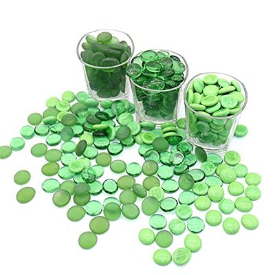 Green Mix Flat Glass Marbles for Vases, Bulk 17 LB Decorative