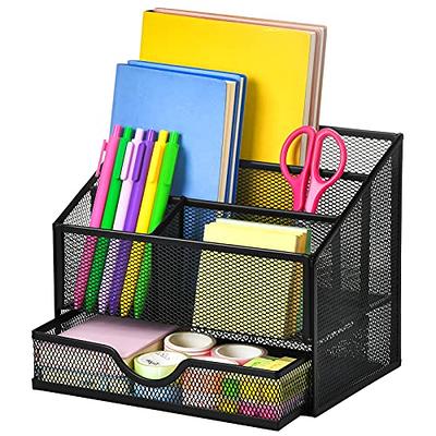 Marbrasse 3 Tier Mesh Desk Organizer with Drawer, Multi-Functional Desk  Organizers and Accessories, Paper Letter Organizer with 2 Pen Holder for  Home