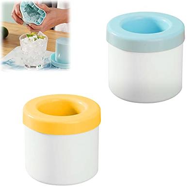 BECROWM 2PCS Silicone Ice Cube Molds, Cylinder Ice Cube Maker Cup Upgrade  3D Ice Molds Press Type Easy Release Ice Cup,Holds to 60 Ice Cubes Portable