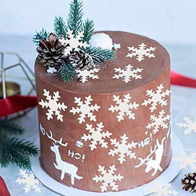 Morofme Edible Snowflake Cake Topper, 50pcs Edible Frozen Cake