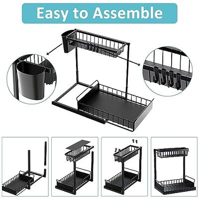 Sudifor Under Sink Organizer, Pull Out Kitchen Cabinet Organizer with 4  Hooks and Hanging Cup, 2 Tier Slide Out Sink Shelf for Kitchen Bathroom  Cabinet Organization, Black - Yahoo Shopping