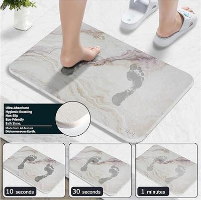 Stone Bath Mat,Non Slip Diatomaceous Earth Bath Mat,Super Absorbent Quick  Drying Bathroom Floor Mat for Kitchen Counter,Natural, Easy to Clean