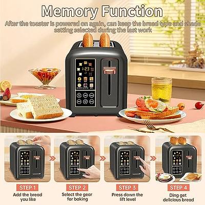 SEEDEEM Toaster 4 Slice, Stainless Toaster LCD Display, Touch Button, 6 Bread Selection, 7 Shade Setting, 1.4''Wide Slots Toaster Cancel, Defrost