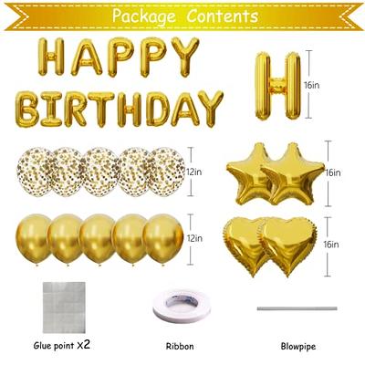 33pcs-16 Inch Silver Happy Birthday Letter Foil Balloons & Black