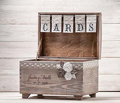 Wood Wedding Card Box with Lock and Key, Large Rustic Card Box for Wedding  with
