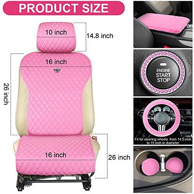 Stylish Pink Car Accessories Set - Seat Covers, Steering Wheel Cover,  Headrest Cover, and More