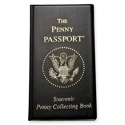 Pennybandz Penny Passport to My Penny Adventures - Souvenir Pressed Penny Passport Holds 48 Coins - Vegan Leather - Every Book Ordered Comes with A