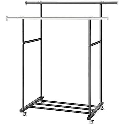 JIUYOTREE Metal Clothing Rack, 43.3 Inches Garment Rack with Bottom Shelf  for Hanging Clothes, Coats, Skirts, Shirts, Sweaters, Black