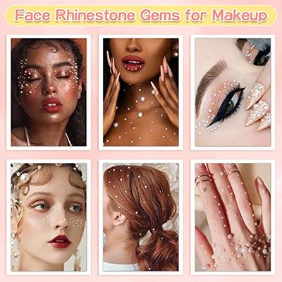 3600Pcs Face Gems Eye Pearls with Makeup Glue for Rhinestones