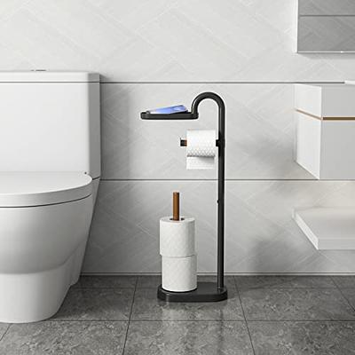 Amucolo Bathroom Freestanding Toilet Paper Roll Holder in Black