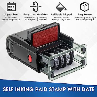 Heavy Duty Date Stamp with PAID Self Inking Stamp - BLUE Ink - Date Stamp  with Phrase