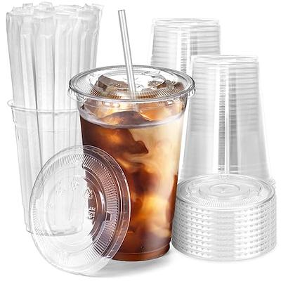 [100 Pack] 16 oz Clear Plastic Cups with Flat Lids, Disposable Iced Coffee  Cups, BPA Free Premium Cr…See more [100 Pack] 16 oz Clear Plastic Cups with