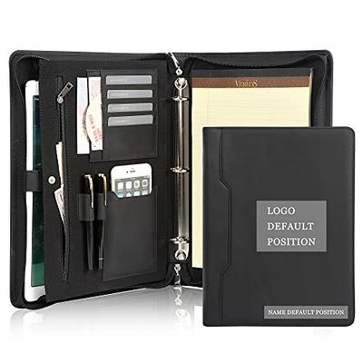 Calfinder Leather Portfolio Organizer for Men, Vegan Leather Resume  Zippered Portfolio with A4 Notepad Holder, Padfolio Folder with Handle for  13.3 iPad/MacBook, with Pocket/Card Slot, Black - Yahoo Shopping