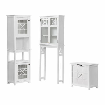 Derby 4-Piece Bathroom Set with Over Toilet Shelf, Wall Mounted Cabinet,  Hamper, and Floor Cabinet - Yahoo Shopping