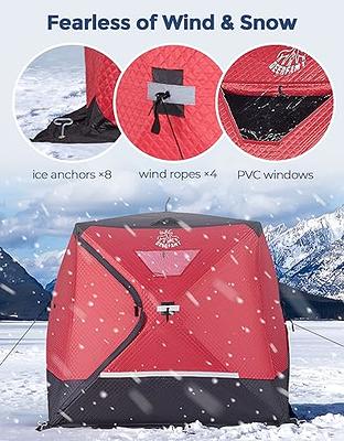 DEERFAMY Ice Fishing Shelter, 5-6 Person Ice Fishing Tent 3-Layer Cotton  Filled, Pop up Ice Shanty Insulated Tent with Carrying Bag, Floor Mat,  Extra Mesh Bag, 8 Ice Anchors, Red - Yahoo Shopping