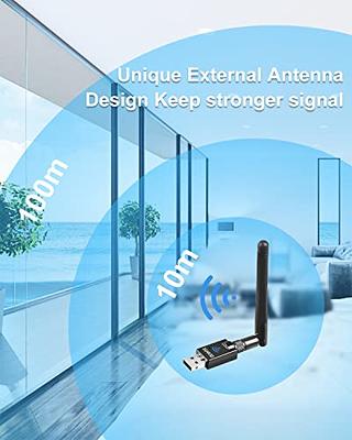 Zexmte 150M Long Range USB Bluetooth Adapter, 5.1 Bluetooth Dongle for PC  with Cable Adapter,Dual Bluetooth Antenna EDR for Windows 11/10,Plug & Play  for Laptop, Desktop PC 