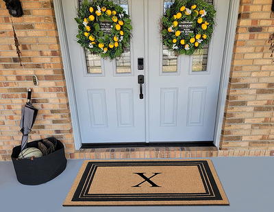 A1HC Natural Coir Monogrammed Entrance Door Mats, Durable Large Outdoor Rug,  Non-Slip, Flock Doormat, Thin-Profile Heavy Duty Door Mat, Indoor Outdoor  Front Door, High Traffic Areas, 24 X 39 