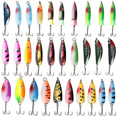 12pcs Colorful Metal Fishing Lure Trout Spoon Lure Bass Spinnner Baits Jig  Hooks