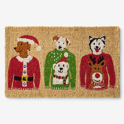 Winter Coir Door Mat - Dogs Green, Size 24X36