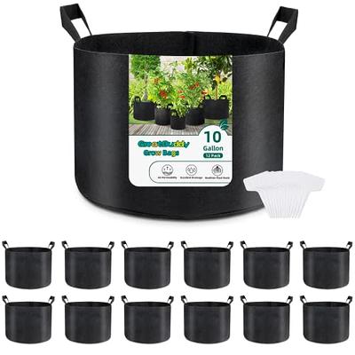 5-Pack 3 Gallons Grow Bags Heavy Duty Thickened Nonwoven Fabric Pots with Strap Handles Tan