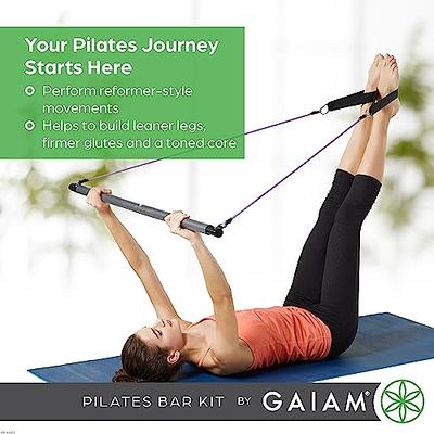 Gaiam Restore Pilates Bar Reformer Kit - Home Fitness Equipment for Total  Body Workout - Includes Bar, Two 30-Inch Resistance Band Cords with  Attached