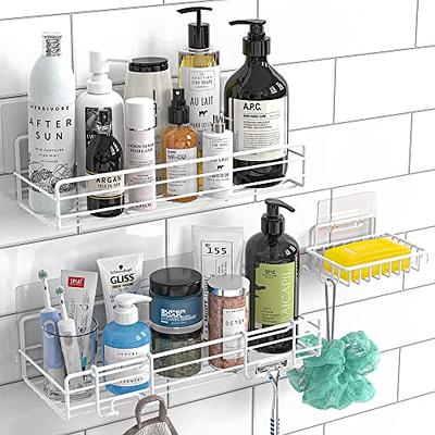 AITEE Acrylic Bathroom Organizer Caddy, Clear Shampoo Holder Wall Mounted,  Shower Organizer with Suction Cup, No Drilling and Rustproof, Sturdy and