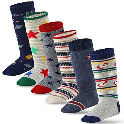 6 Pairs Toddler Boy Non Slip Grip Socks Knee High Socks Cotton