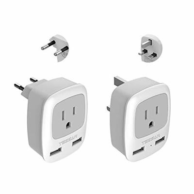US Travel Plug Adapter EU/UK/AU/in/CN/JP/Asia/Italy/Brazil to USA (Type B),  3 Prong Grounded USA Wall Plug, International Mini Travel Adapter and